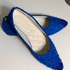 Blue ballet flat with sapphire rhinestones